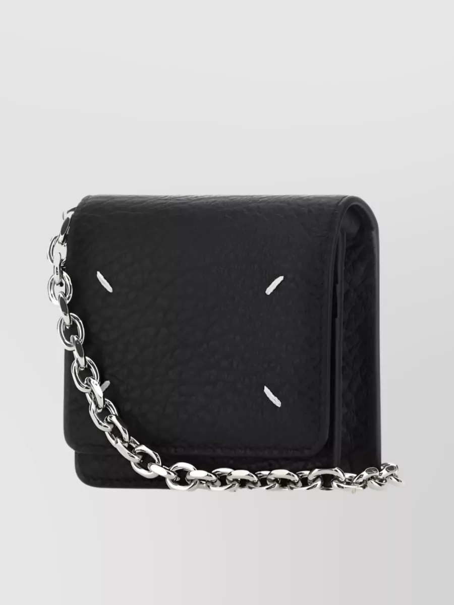 Shop Maison Margiela Four Stitches Chain Wallet In Black