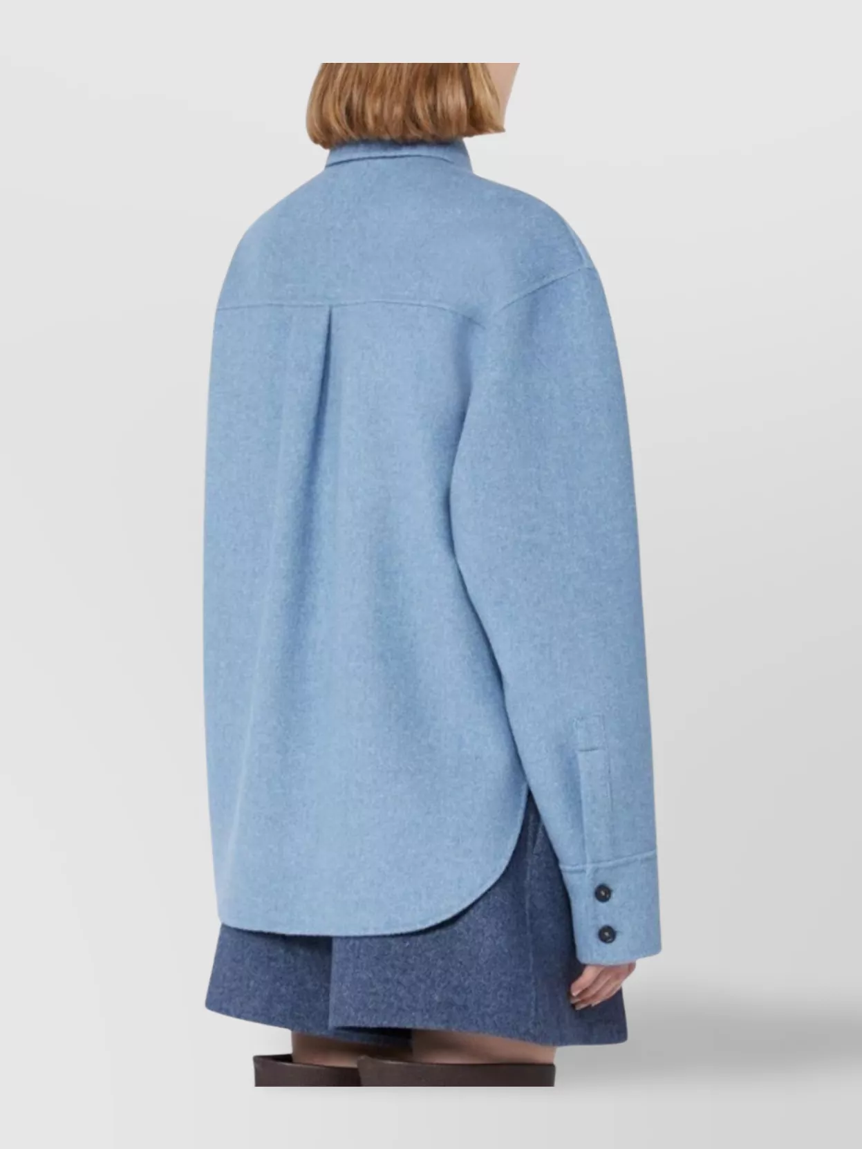 Sportmax Oversized Wool Shirt Patch Pockets In Blue