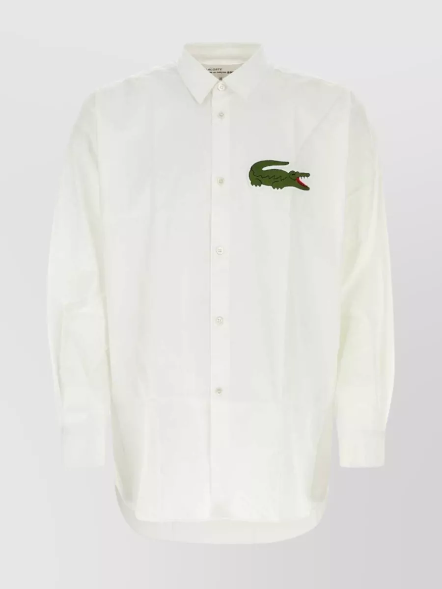 Shop Comme Des Garçons Cuffed Sleeves Lacoste Poplin Shirt In White