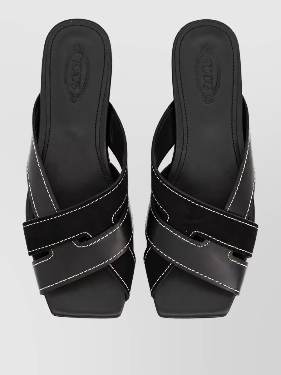 Tod's Mules Sandal Cross Strap Open Toe Design