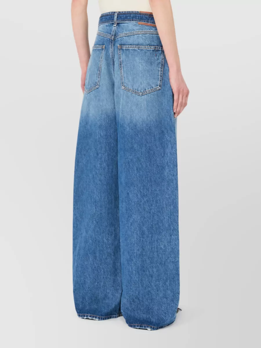 Sportmax Denim Distressed High-Rise Wide-Leg Jeans