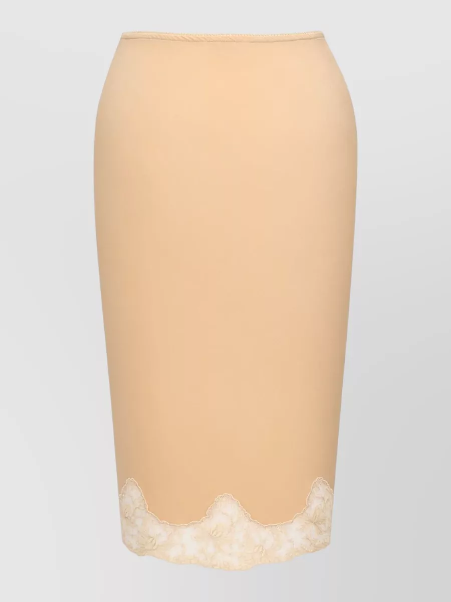 Saint Laurent Silk lace-hem pencil skirt