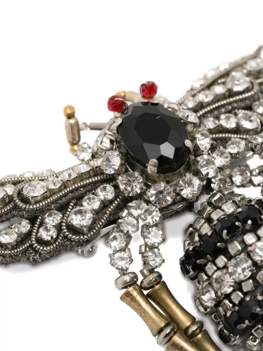 N 21 Bee Motif Brooch Mixed Metal Crystals