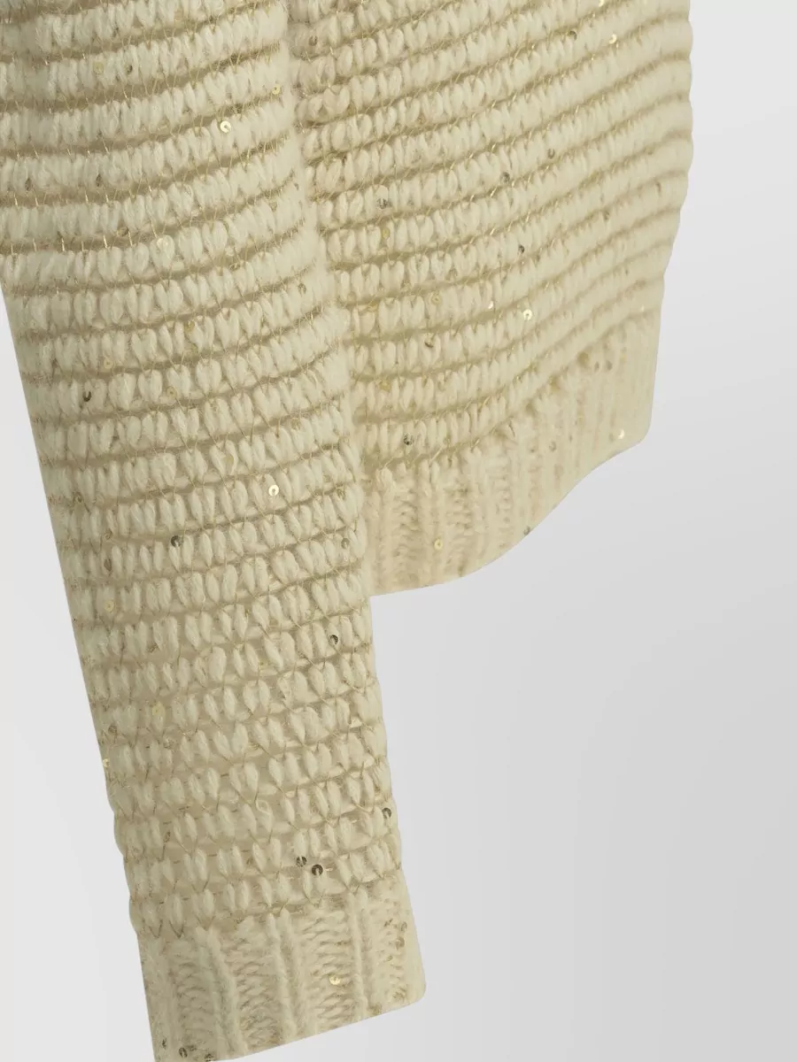 Herno Sequin-embroidered Alpaca-blend Corn-stitch Sweater In Neutral