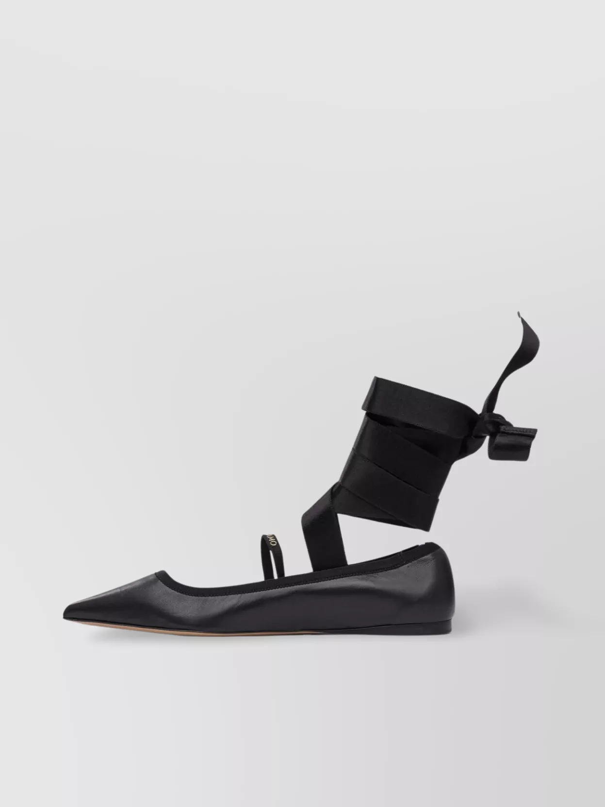 Ferragamo Carice Satin Ribbon Tapered Ballerinas In Black