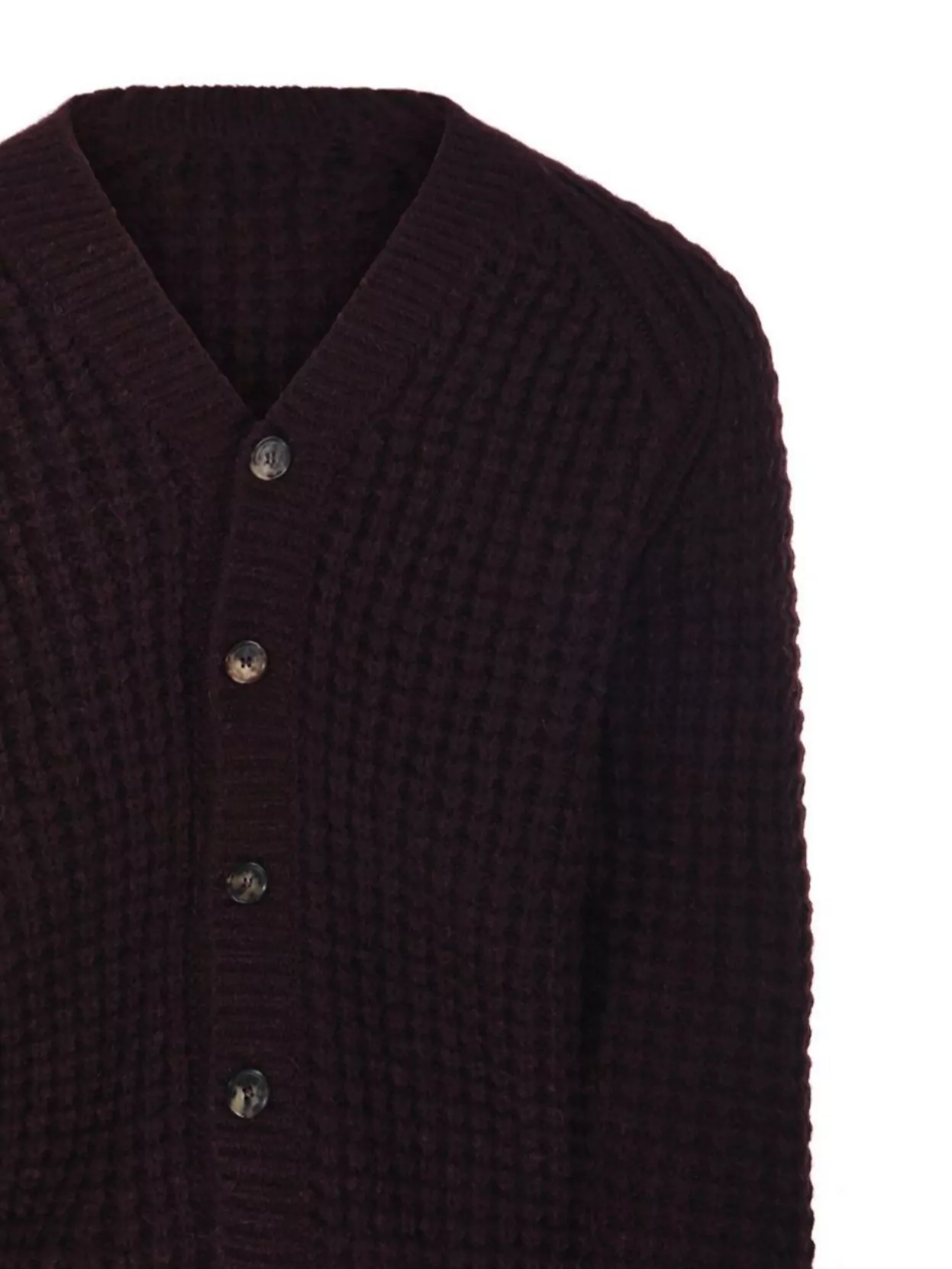 Roberto Collina V-Neckline Long Sleeves Textured Knit Ribbed Cuffs