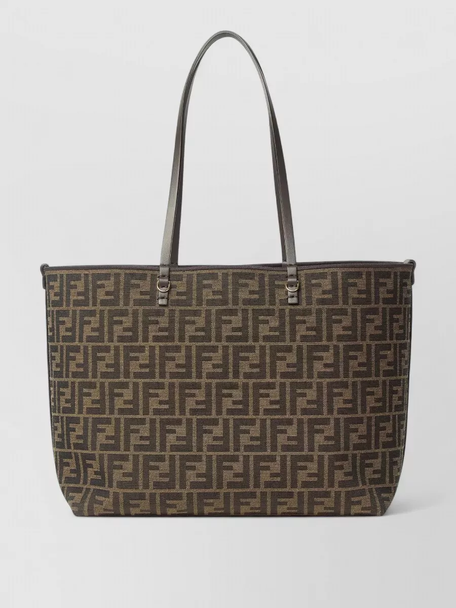 Fendi Medium Fabric Reversible Striped Logo-Print Tote Bag