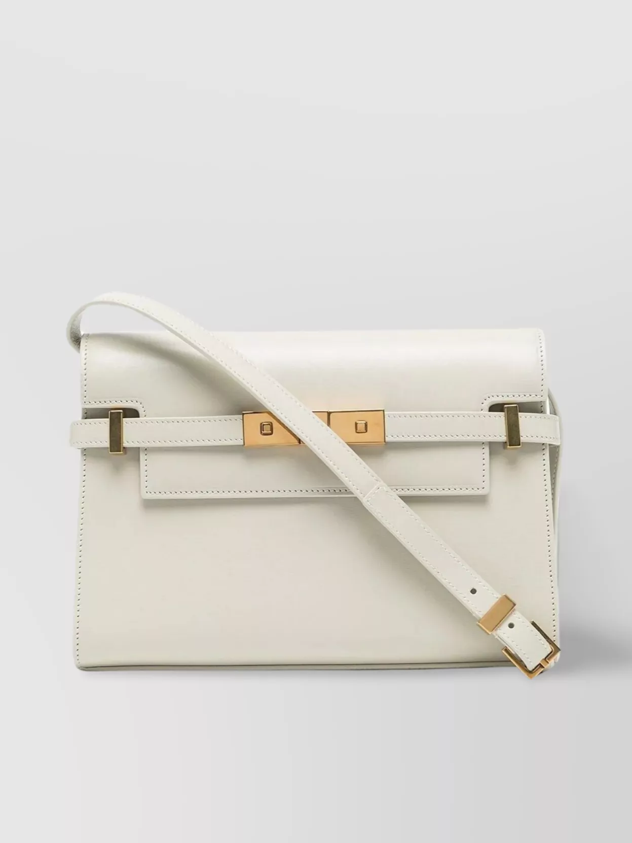 Shop Saint Laurent Compact Box Leather Shoulder Bag In Cream