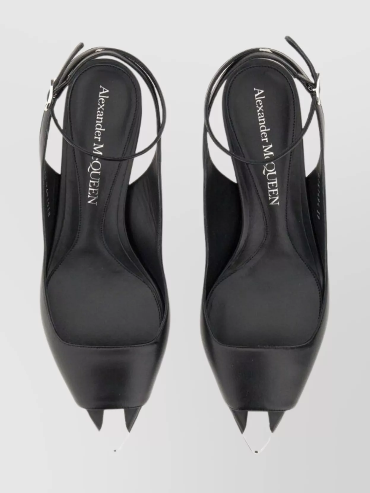 Alexander Mcqueen Ankle Kitten Heel Sandal With Metal Tip