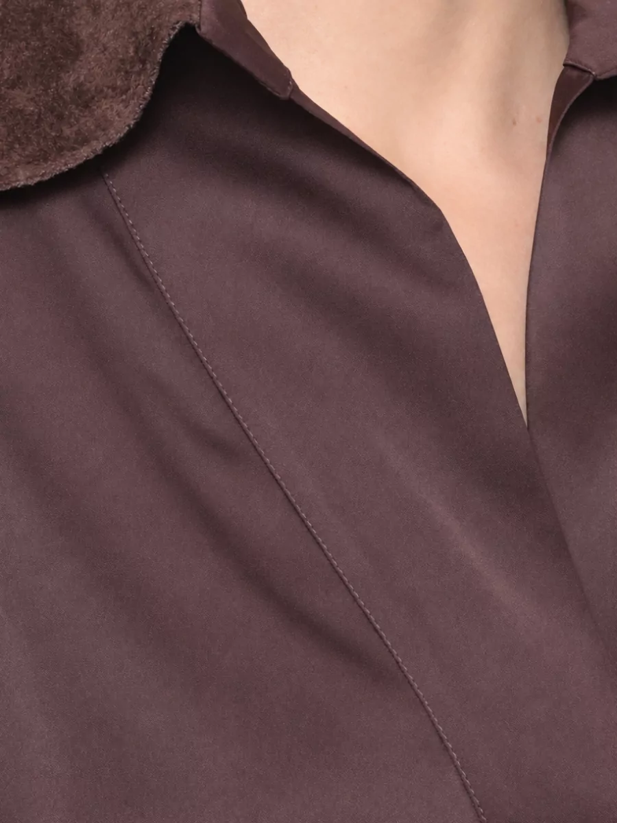 D.exterior V-Neck Long-Sleeve Blouse