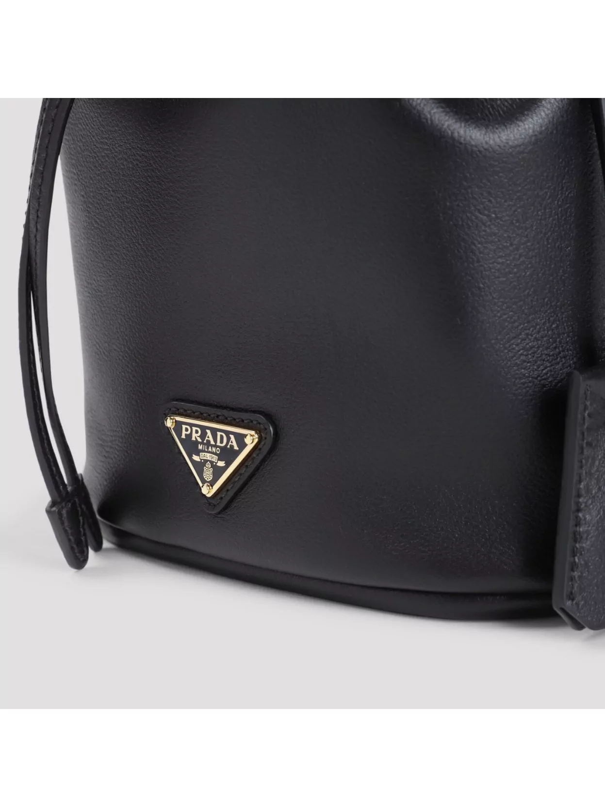 Prada Leather Bucket Bag Metal Accents