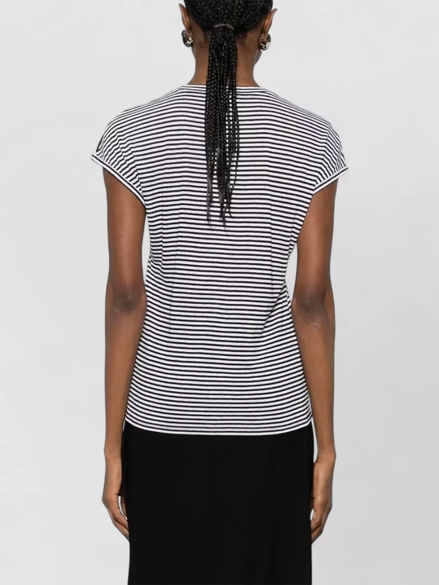 Tom Ford Viscose Stripe Crew Neck T Shirt