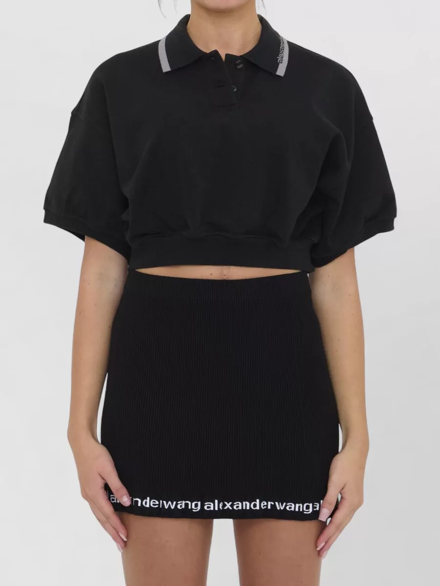 Alexander Wang cropped cotton short-sleeve polo top
