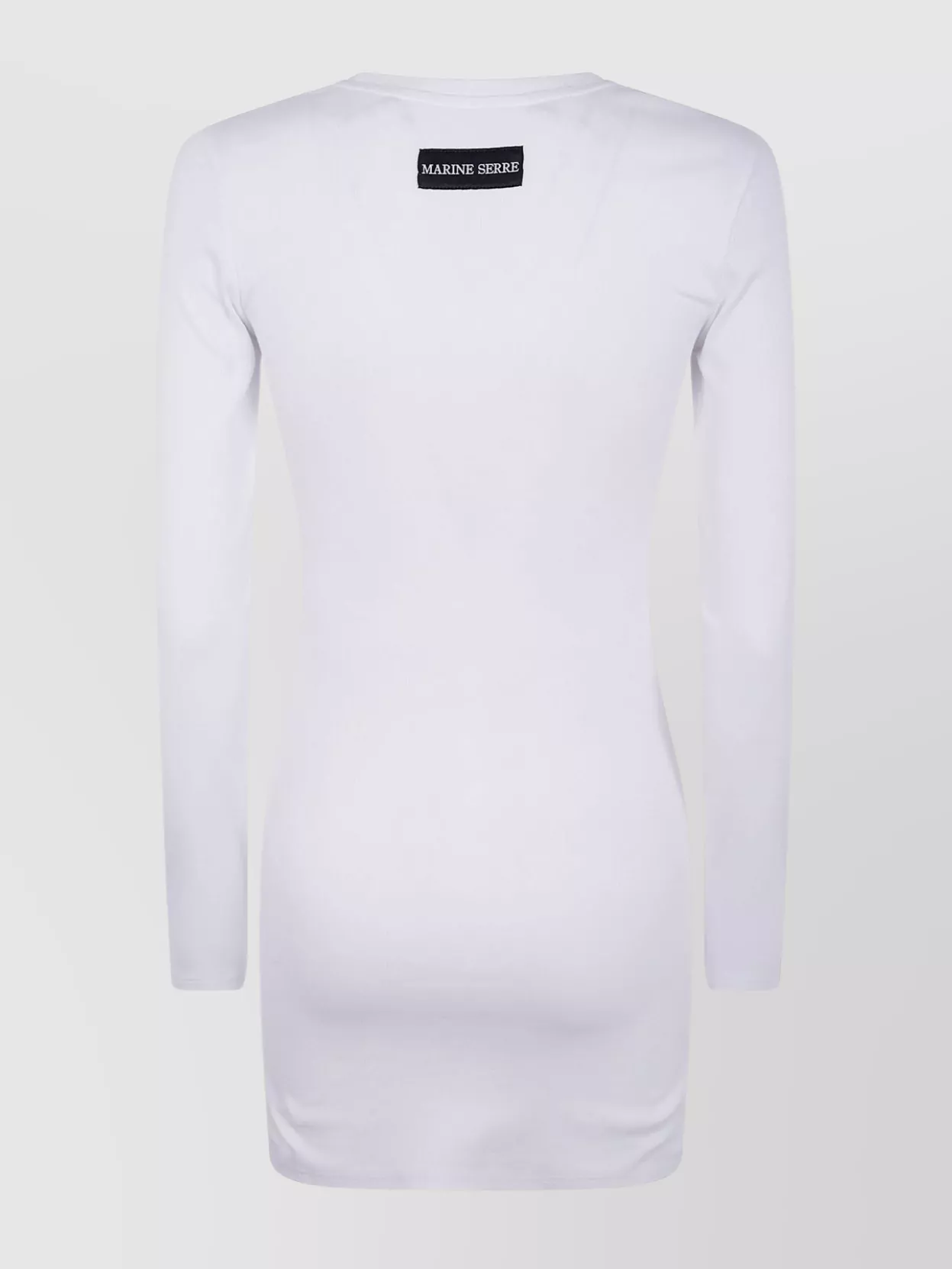 Marine Serre Ribbed Jersey Mini Dress With Long Sleeves In White