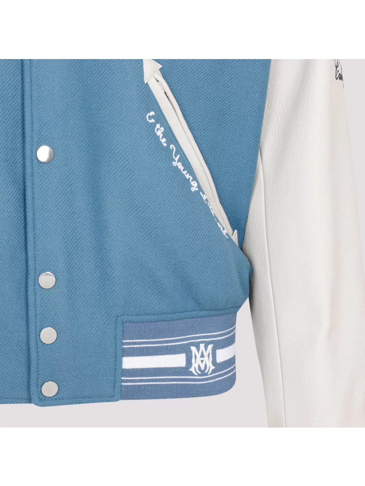 Amiri Oversized Varsity Jacket Ribbed Collar In Blue