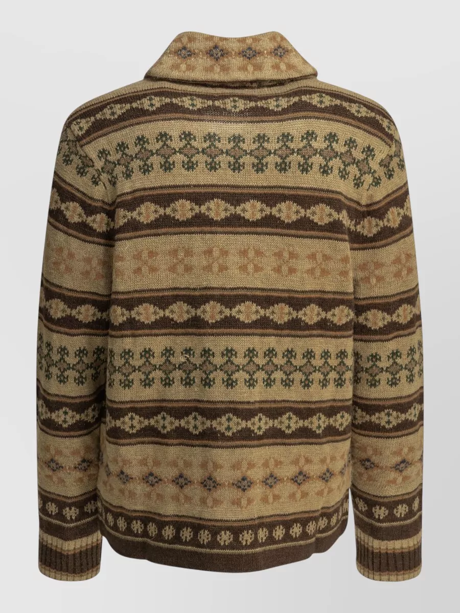 Rrl By Ralph Lauren Linen Silk Wool Knit Cardigan