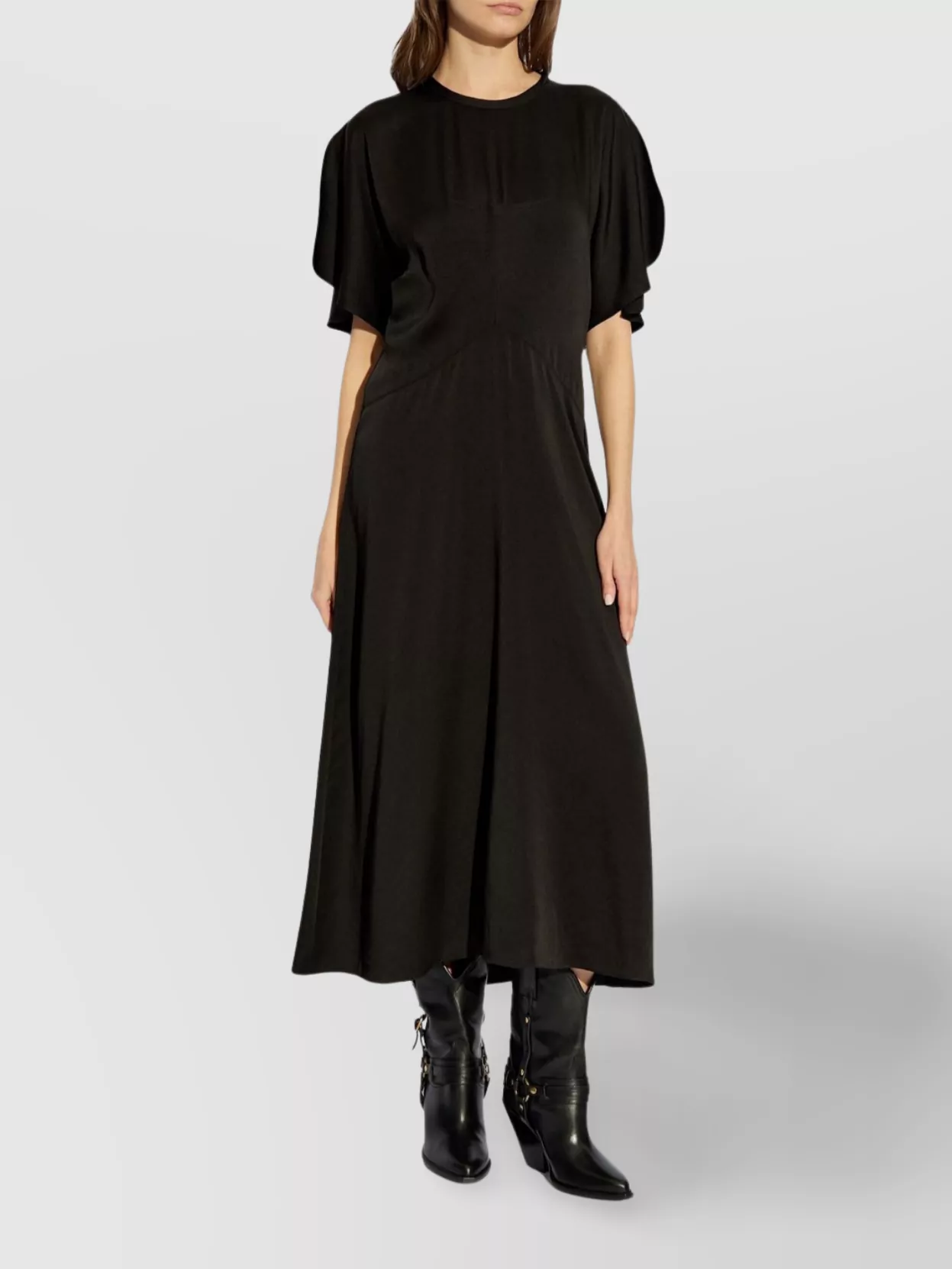 Isabel Marant Maxi Dress With Draped Sleeves And Fitted Waistline