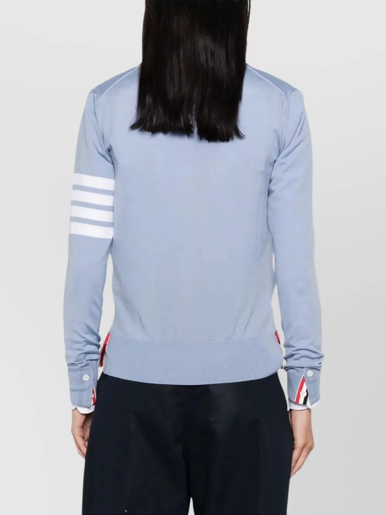 Thom Browne V-Neck Cardigan Stripe Detail