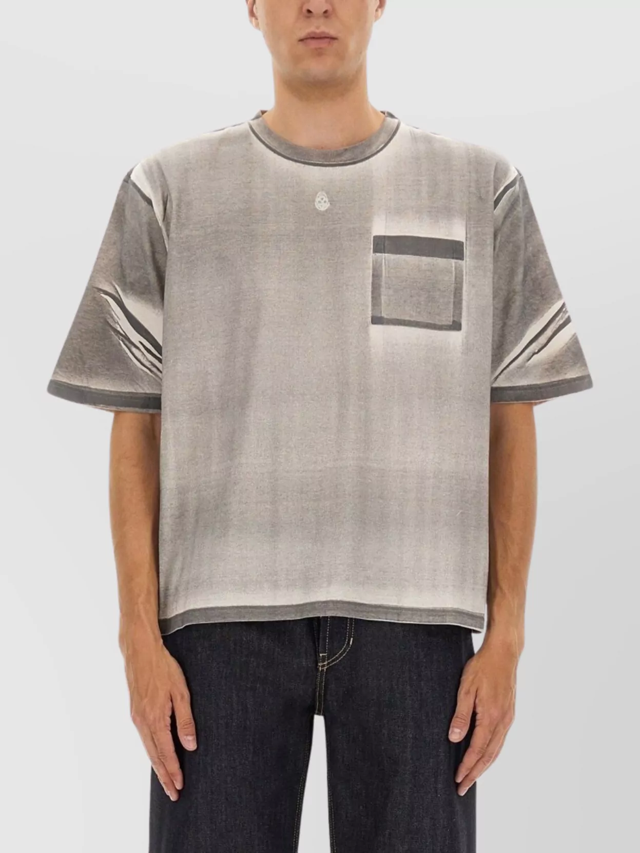 Alexander Mcqueen Pocket Graphic Round Neck Short Sleeve Straight Hem