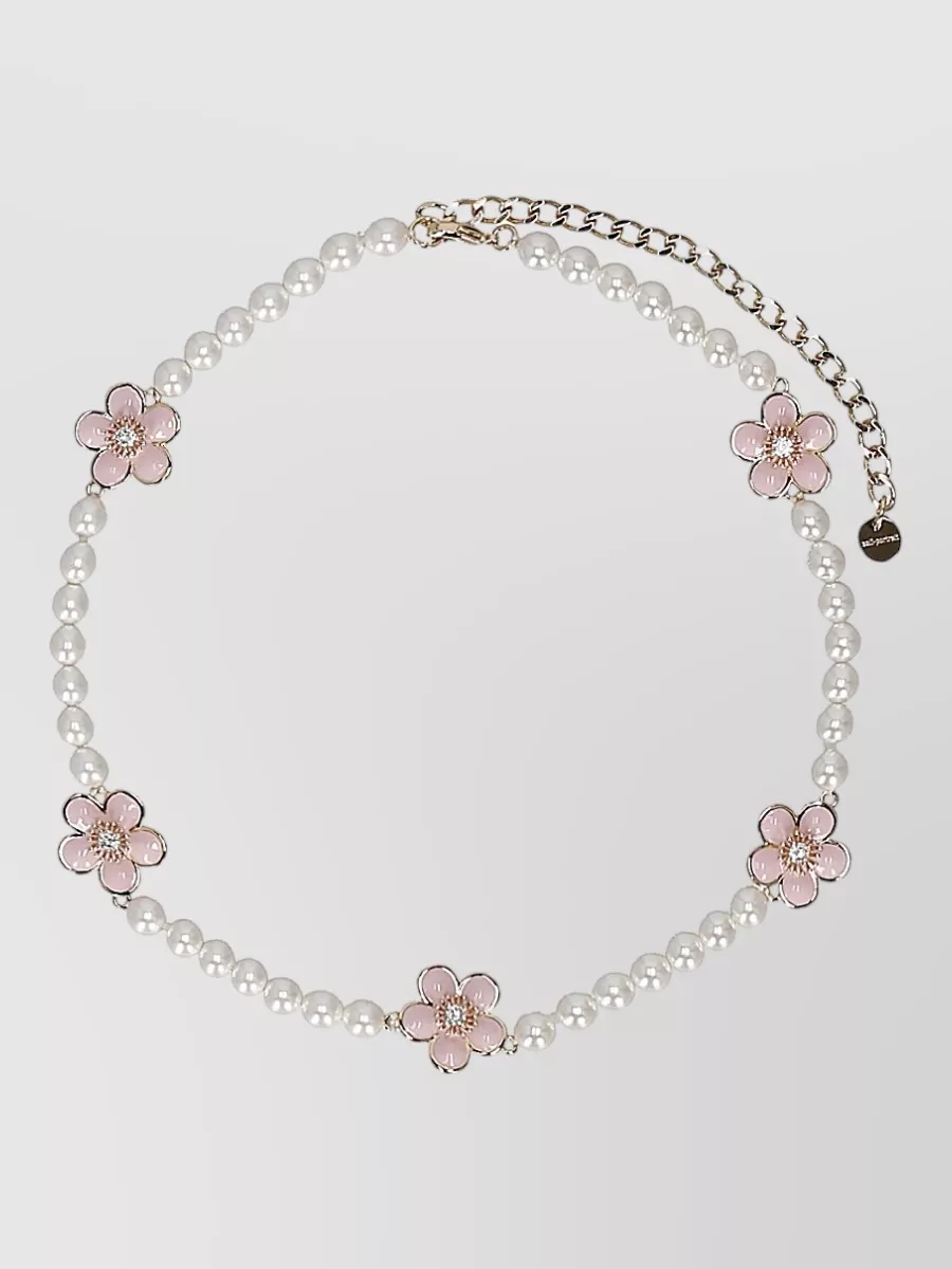 Self-Portrait Crystal-embellished floral necklace