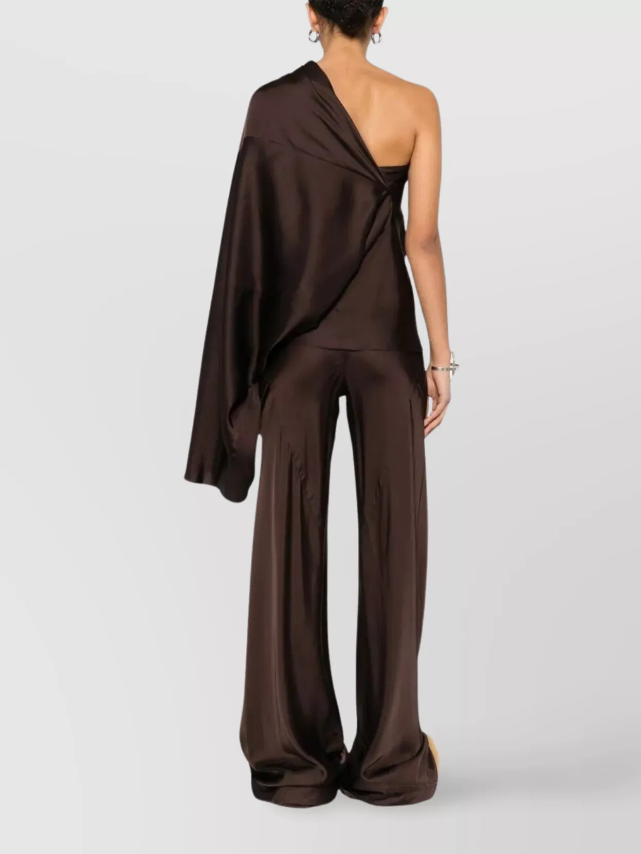 Rick Owens Draped Collar One-shoulder Top In Brown