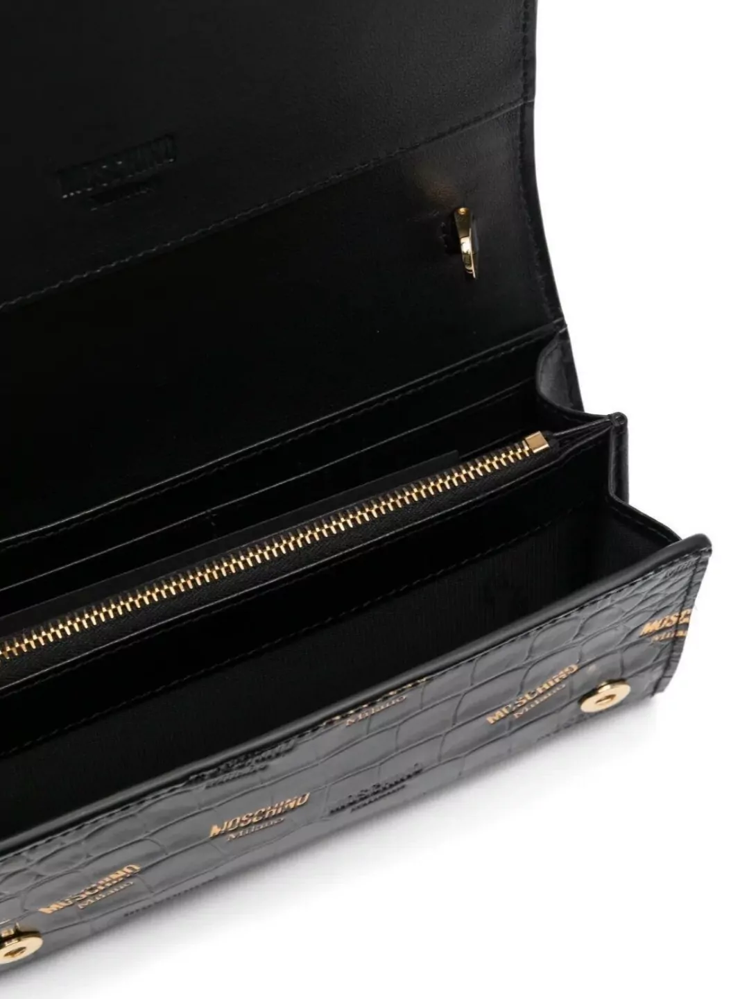 Moschino Croc Print Chain Shoulder Bag
