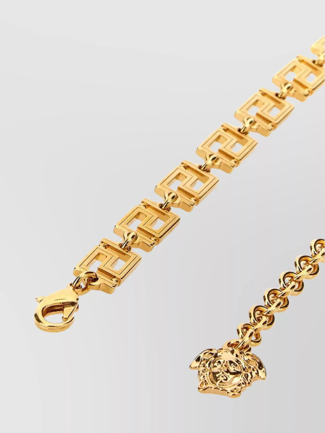 Versace Metal Chain Link Belt With Pendant Detail