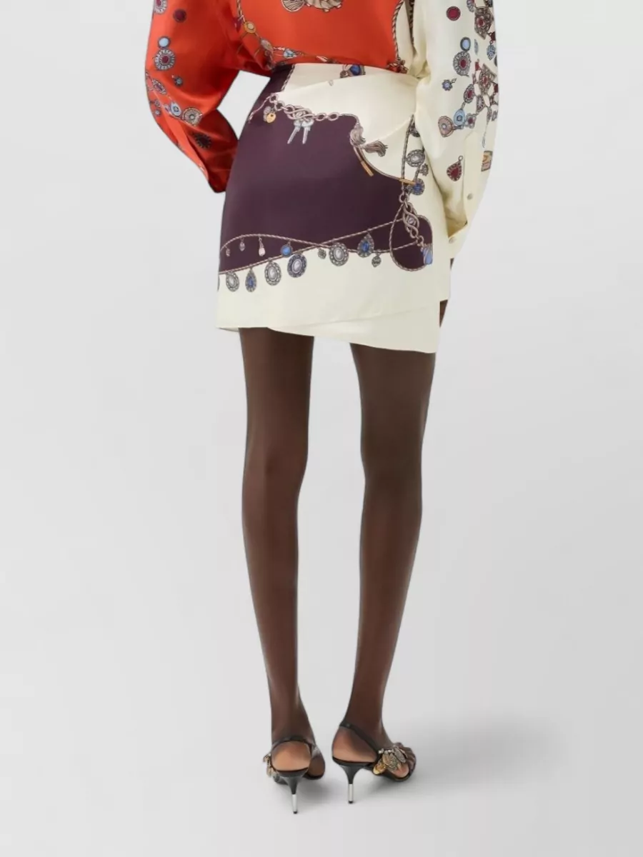 Versace Silk Printed Asymmetric Wrap Mini Skirt
