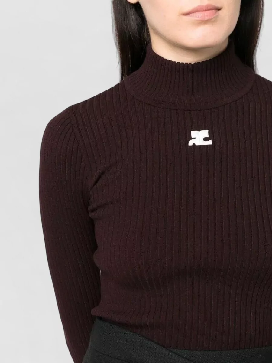 Courrèges Reedition Rib Knit High Neck Sweater