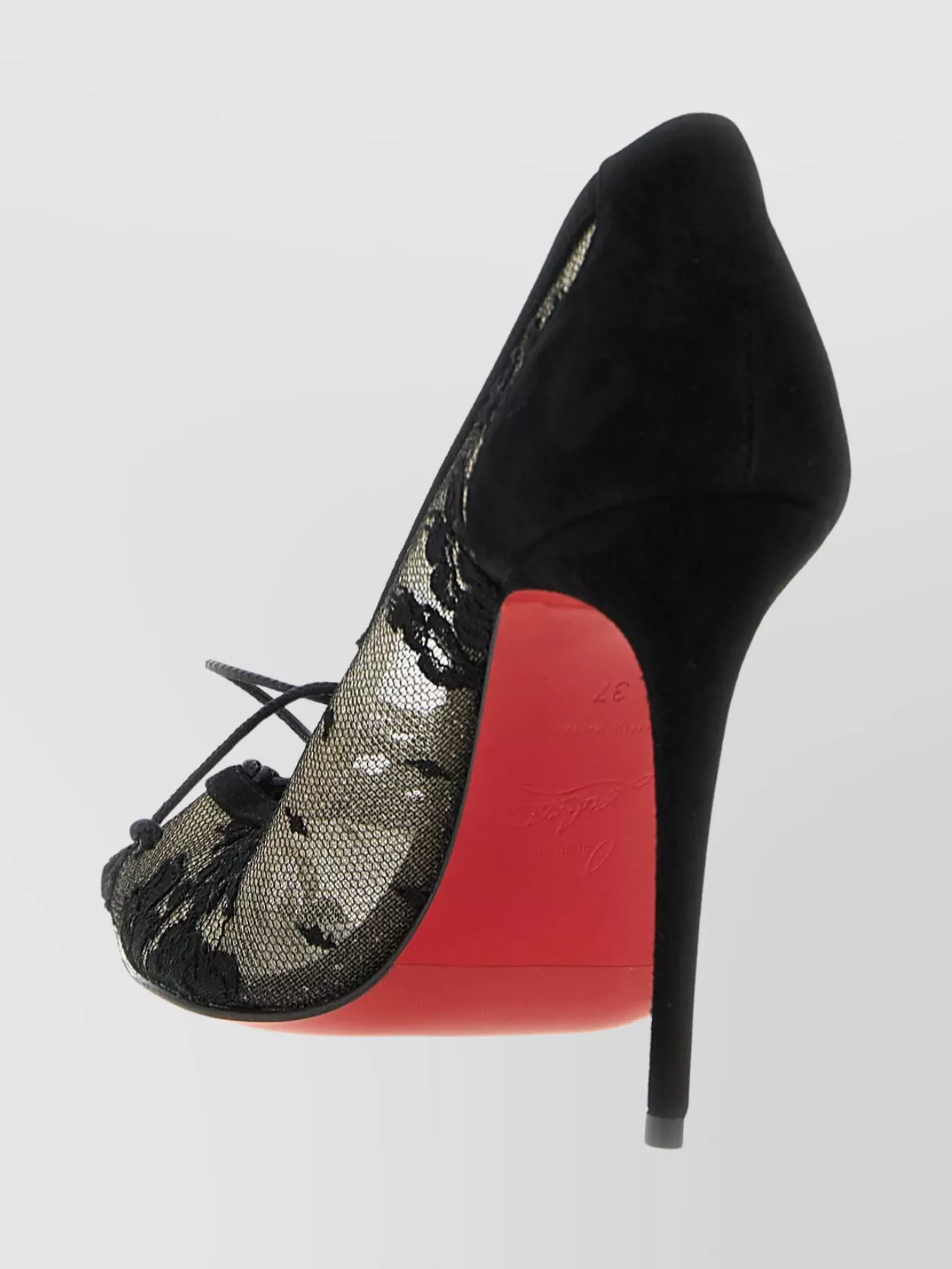 Christian Louboutin Km Lace 100 Suede-trimmed Pumps In Black