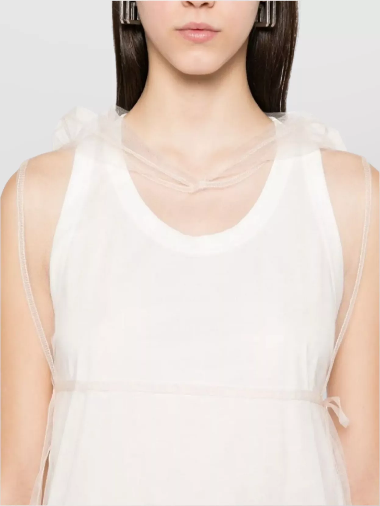 Fabiana Filippi Hooded Sheer Overlay Sleeveless Tie Detail