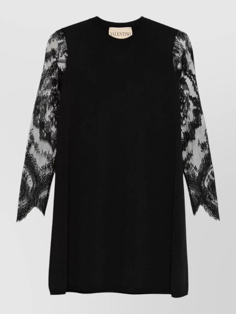 Valentino Garavani lace-embroidered long-sleeve mini dress