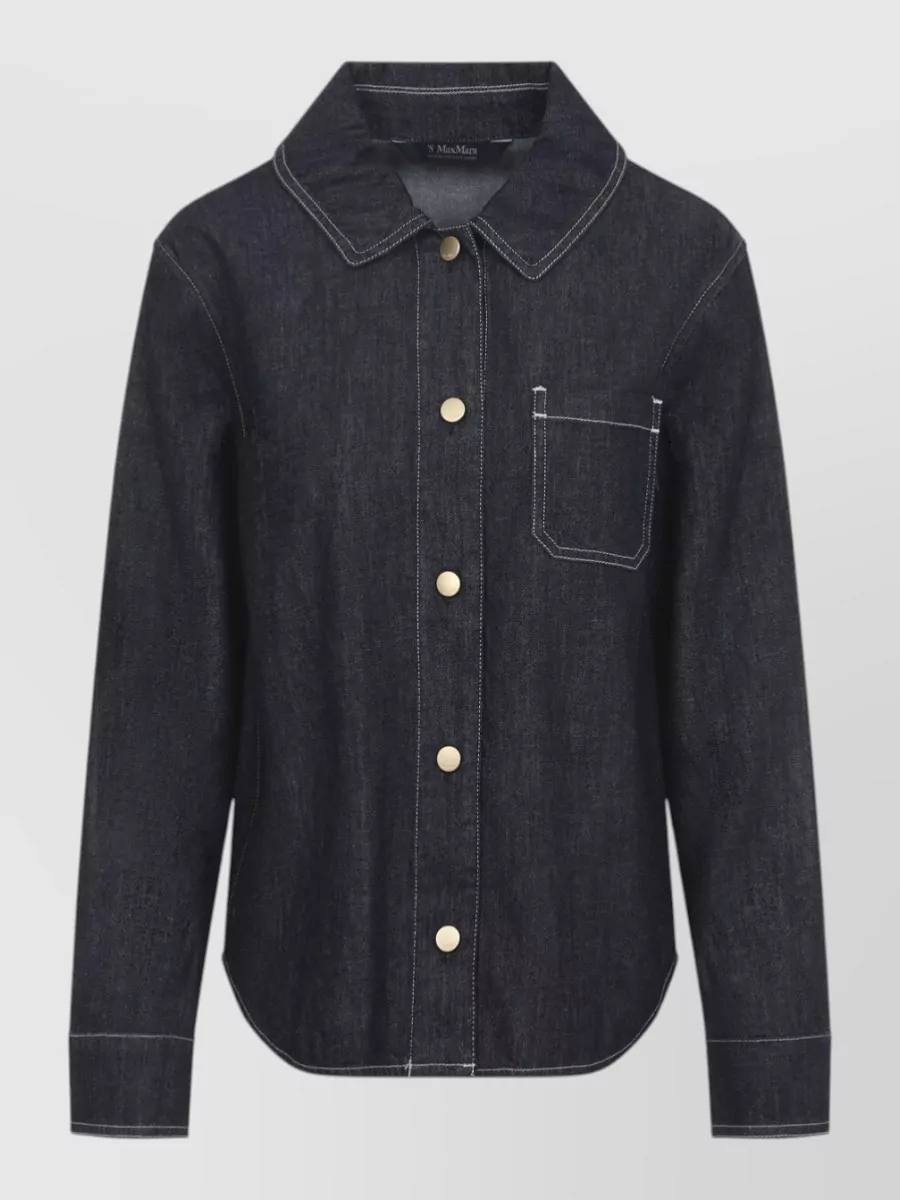 S Max Mara Denim Long-Sleeve Shirt