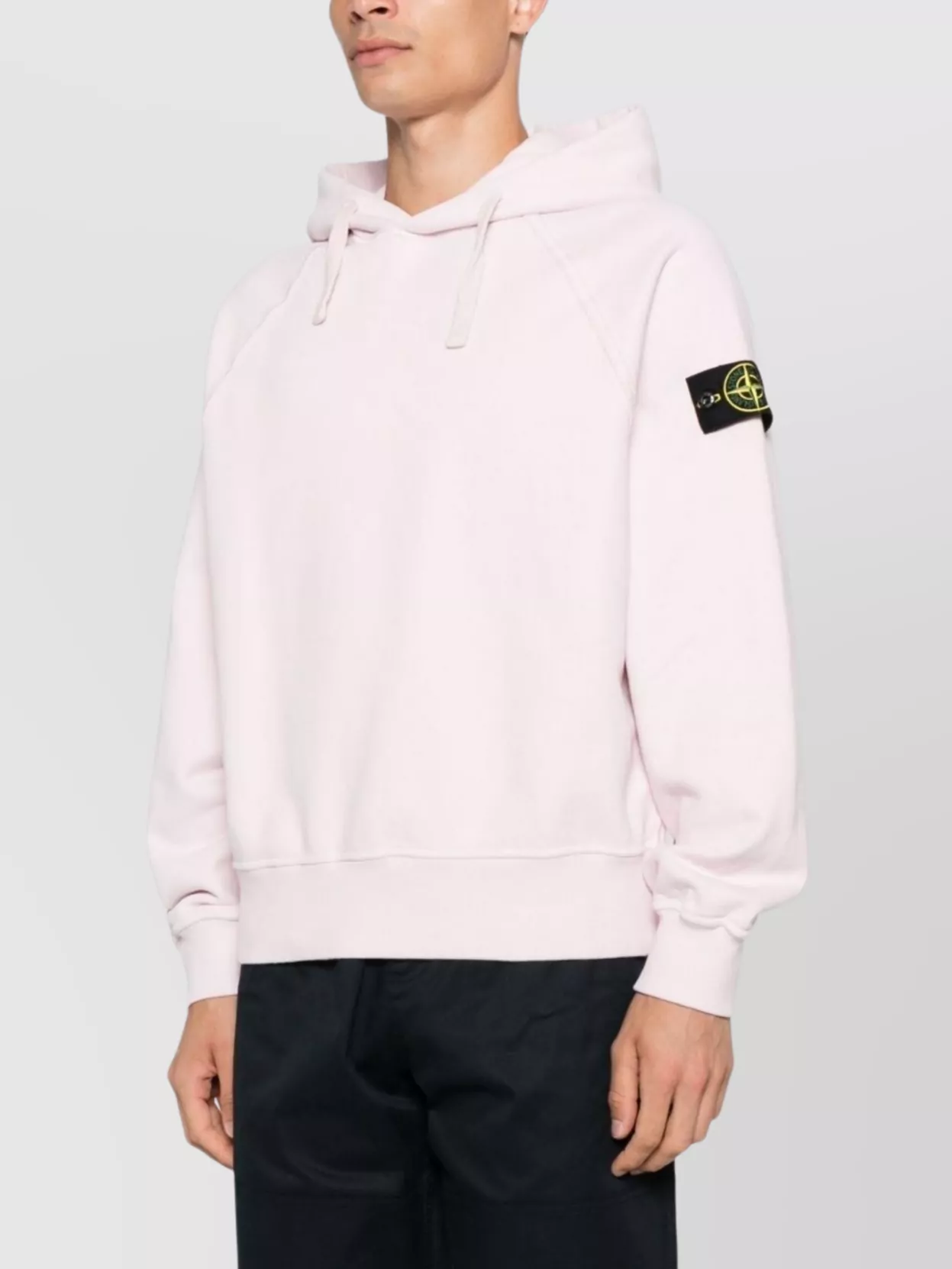 Stone Island Logo Cotton Hoodie With Hooded Design
