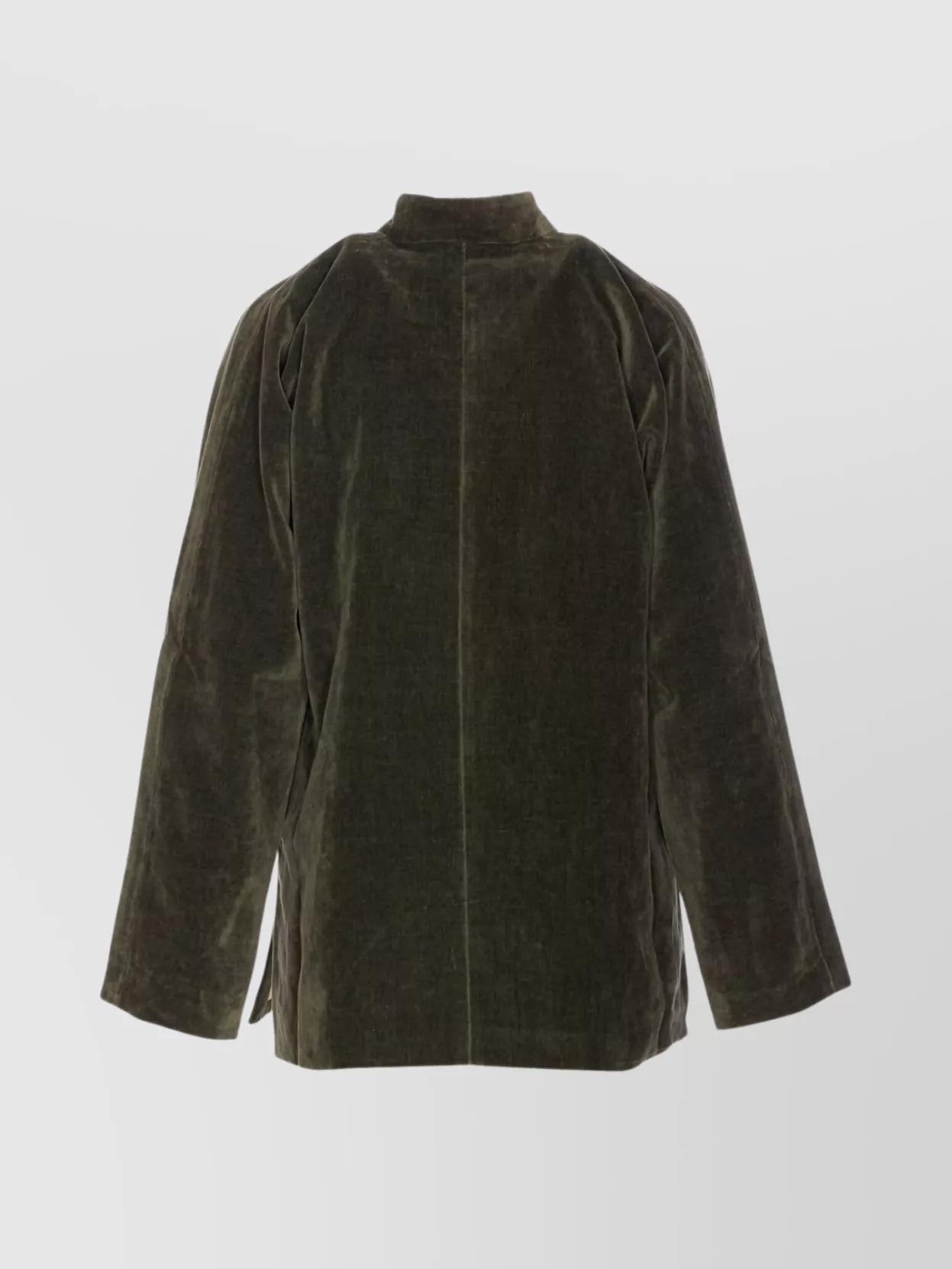 Uma Wang Velvet Texture High Collar Jacket With Button Detailing In Green