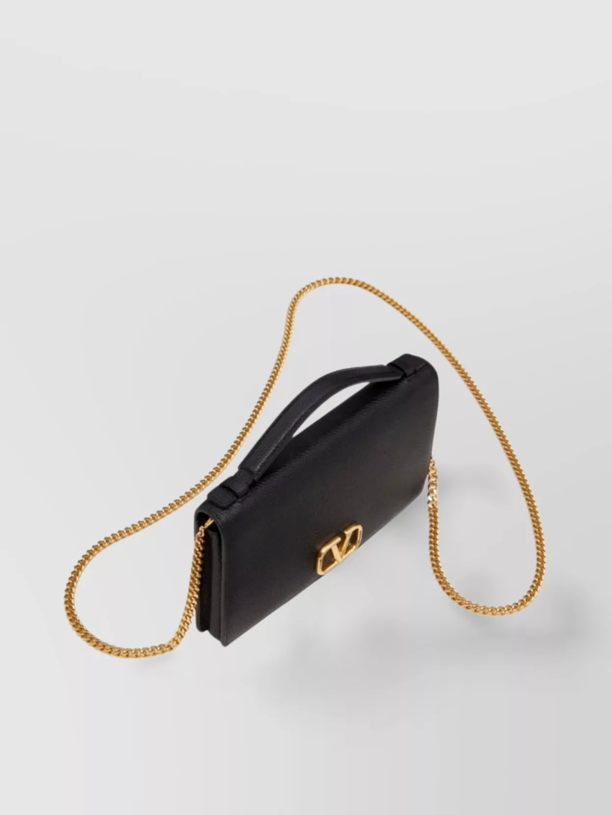 Valentino Chain Strap Leather Logo Clutch