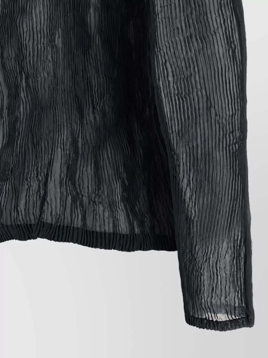 Issey Miyake Chiffon Pleated High-Neck Jacket