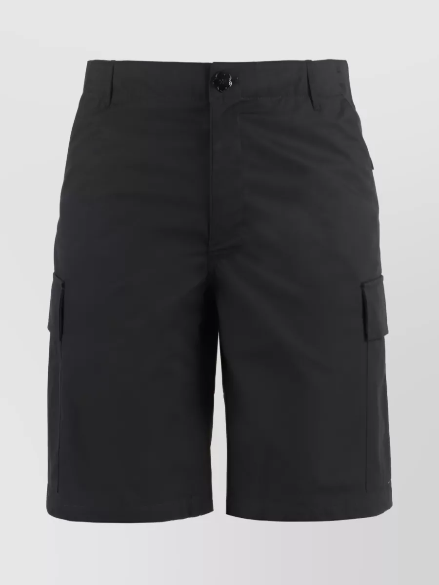 Shop Kenzo Logo Patch Cargo Shorts In Black