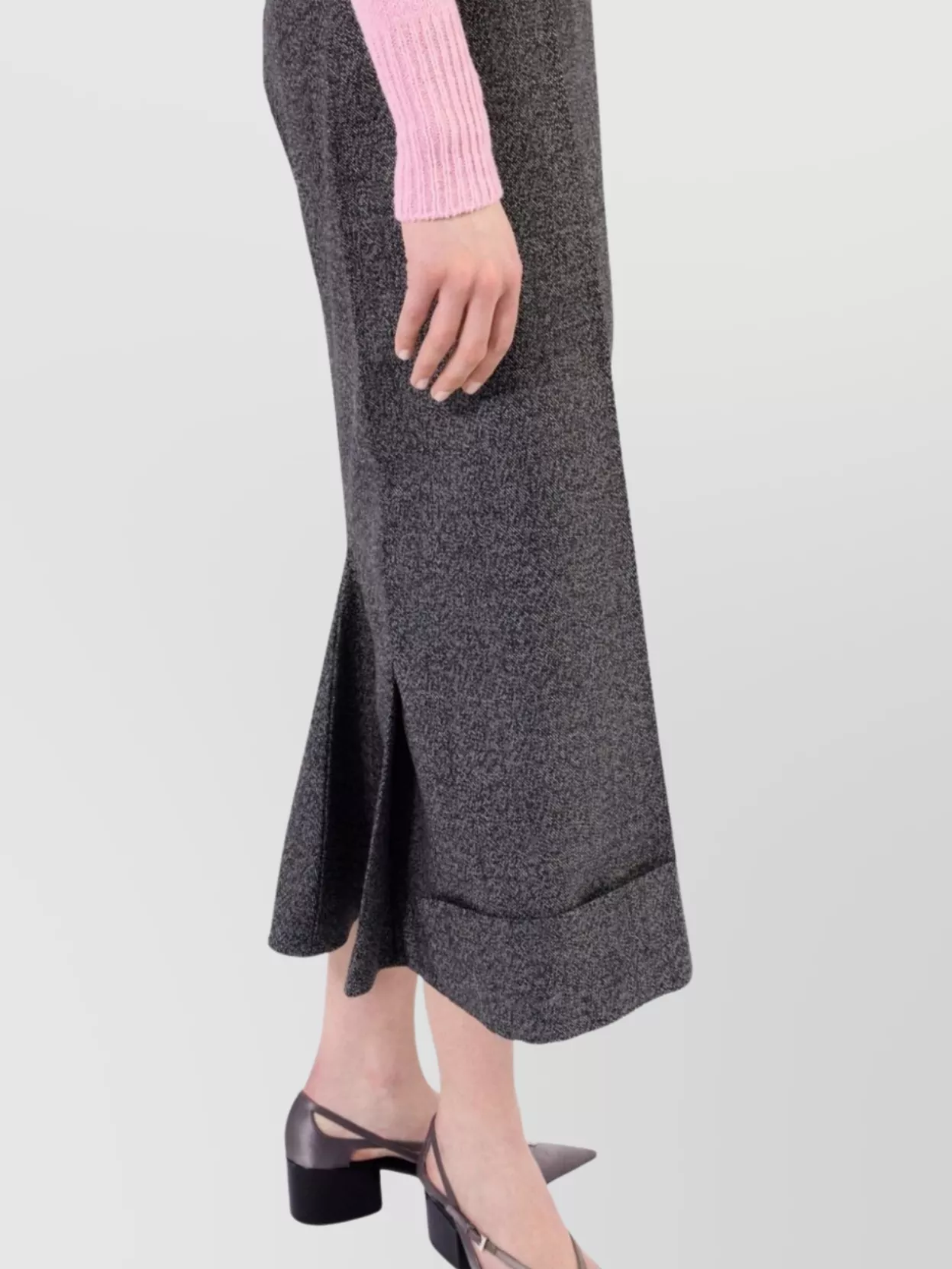 Prada Wool A-Line Ankle-Length Skirt With Side Slit