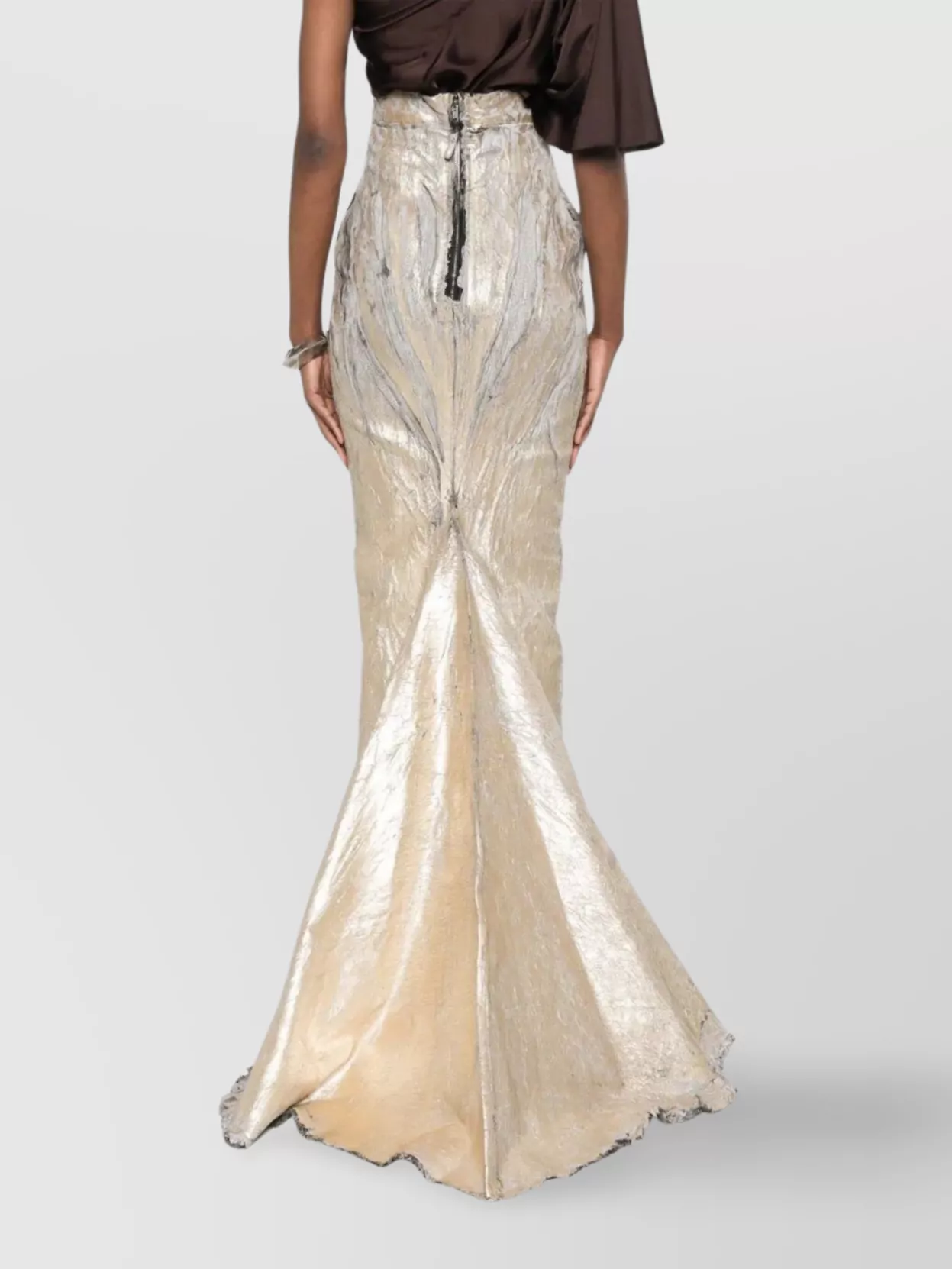 Rick Owens Denim Lido Skirt With Gold Metallic Finish