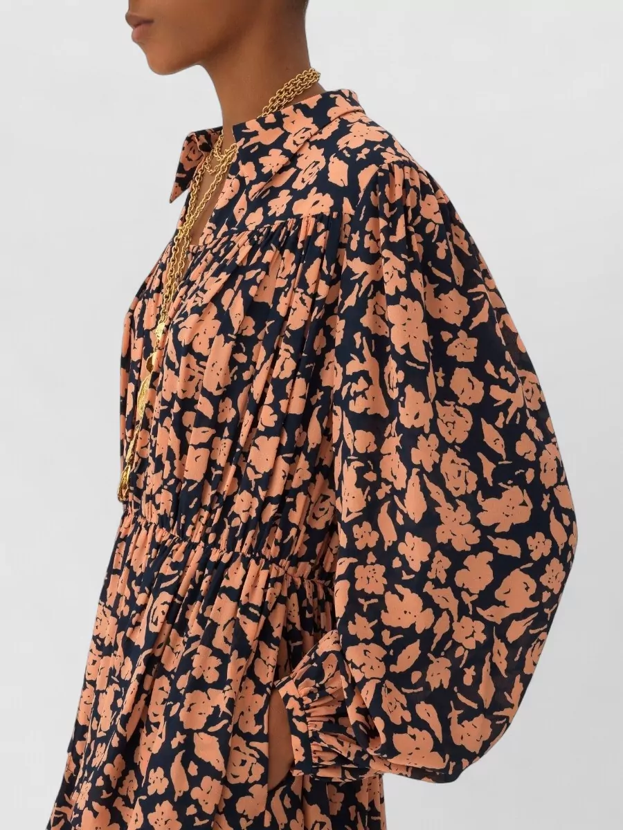 Chloé Silk Floral Print Gathered Mini Dress