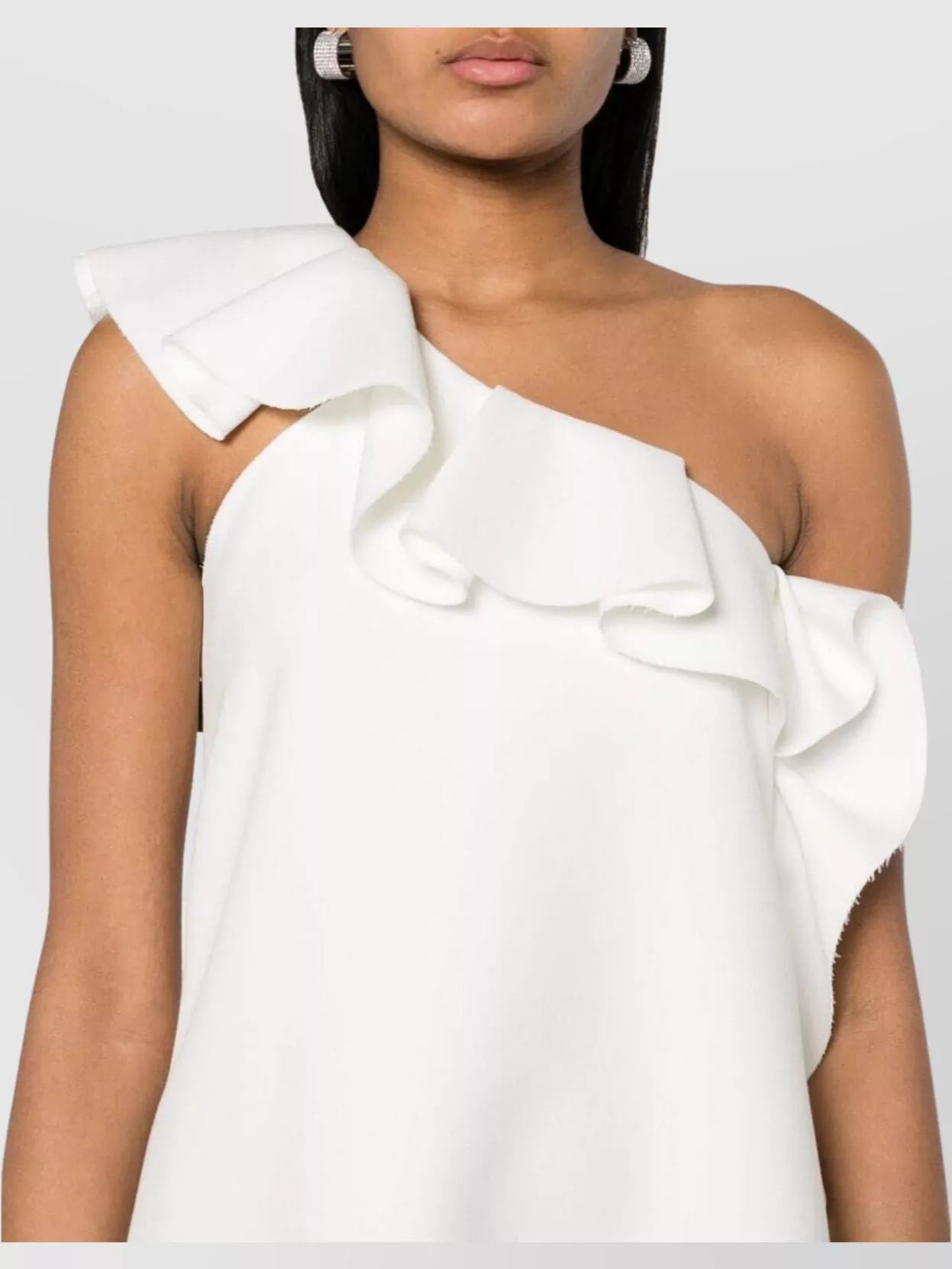 Msgm Asymmetric One-Shoulder Mini Dress Ruffle Detail