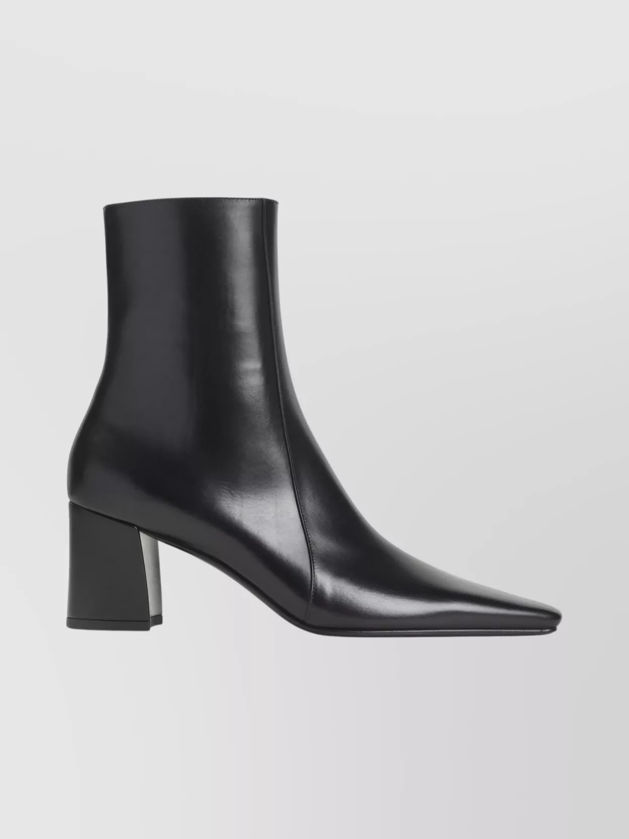 Saint Laurent Ankle Block Heel Square Toe Boot In Black