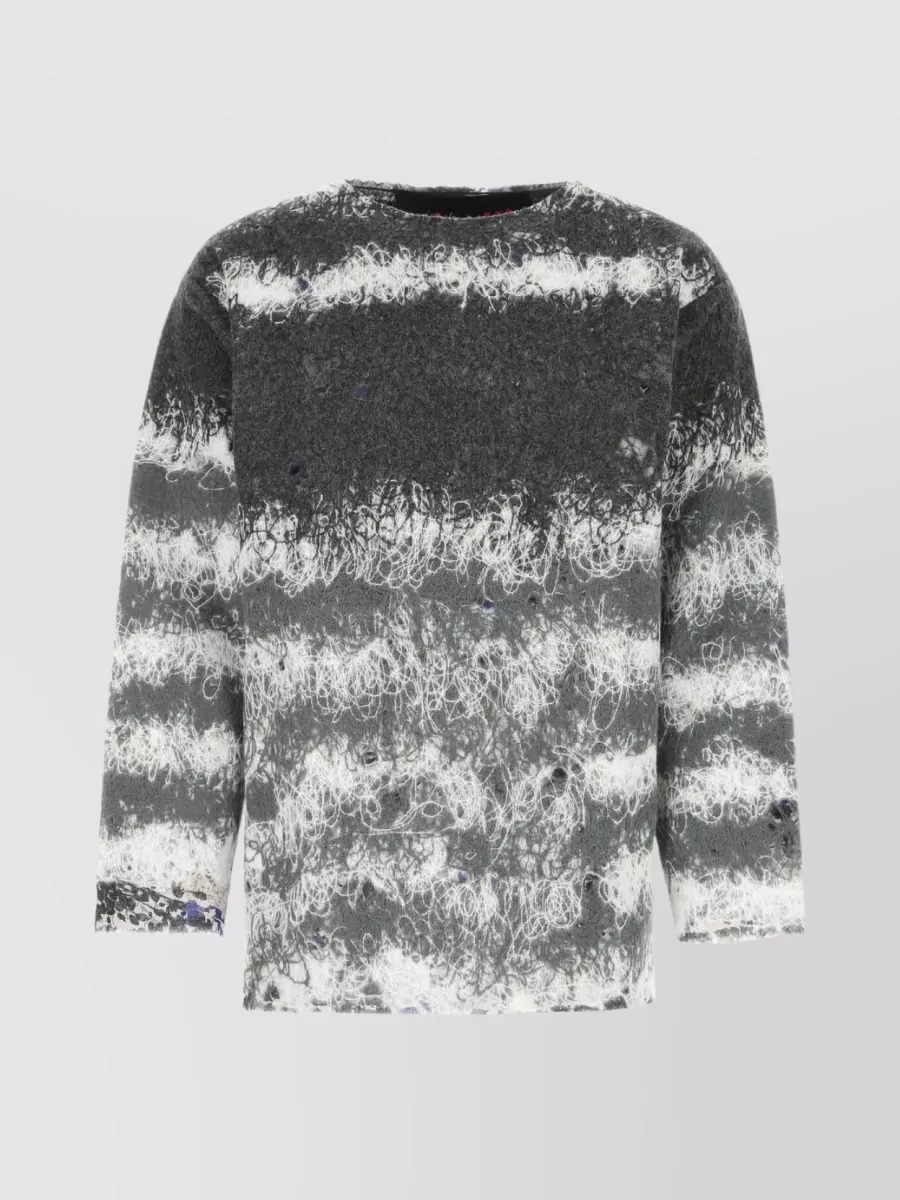 Shop Vitelli Striped Knit Crewneck Sweater In Grey