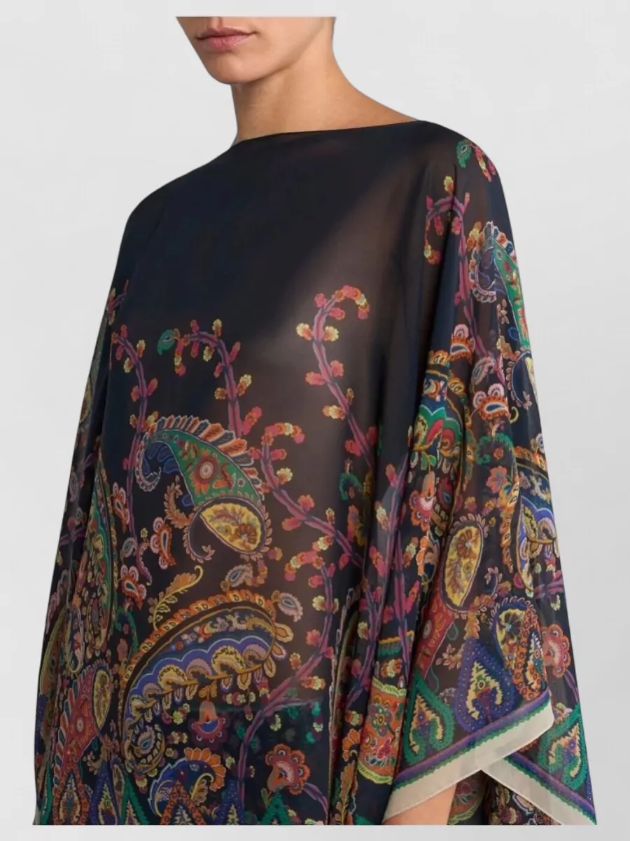 Etro Paisley Print Lightweight Cape With Draped Sleeves