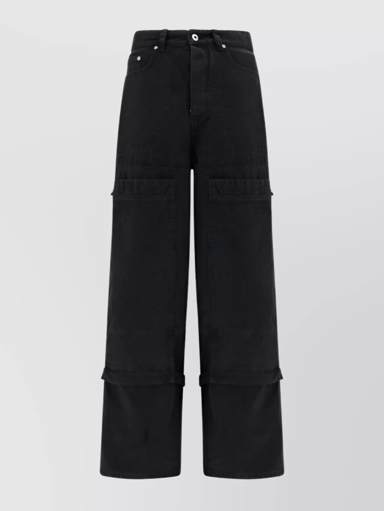 Off-white Adjustable Strap Cotton Cropped Jeans In Black