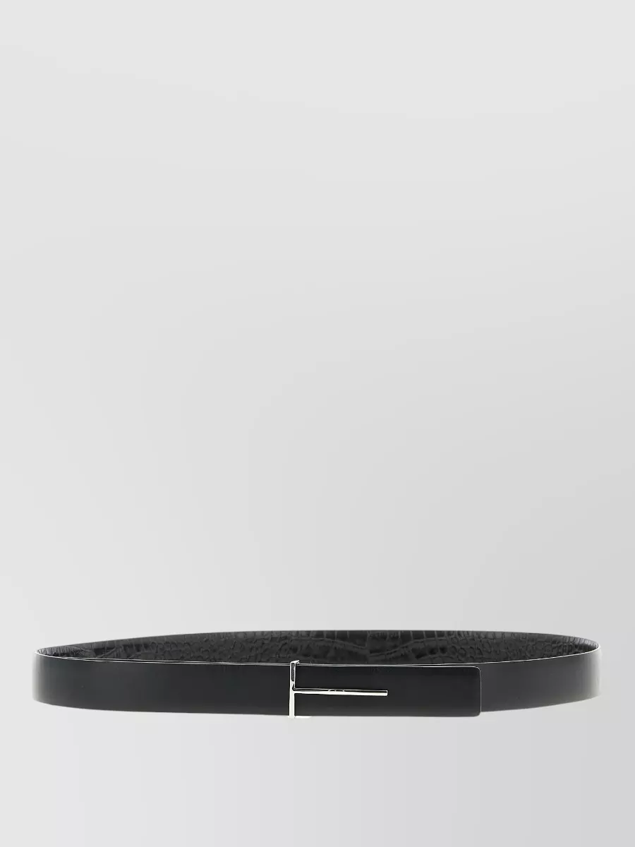 Tom Ford Slim T Reversible Belt Crocodile Texture