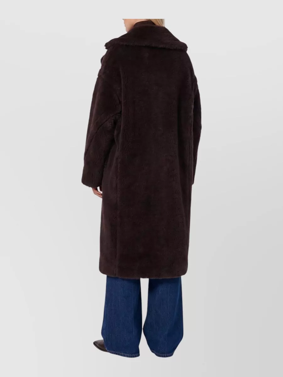 Max Mara Alpaca Wool Silk Oversized Double-Breasted Faux Fur Coat