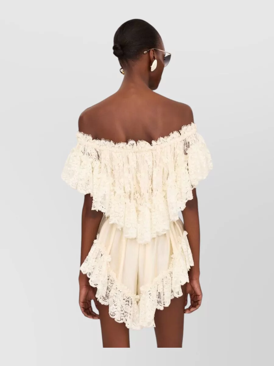 Chloé Silk Off-The-Shoulder Ruffled Mini Jumpsuit