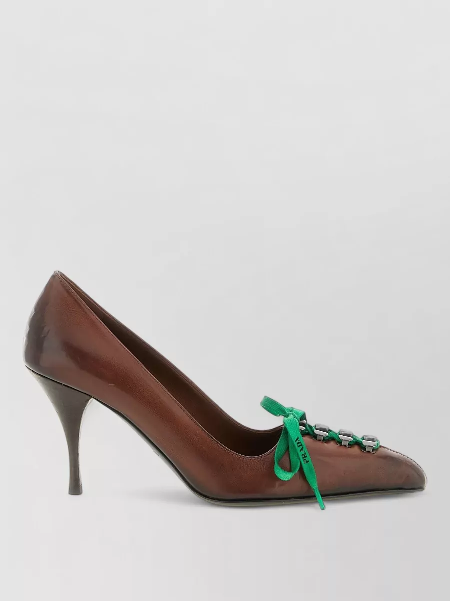 Prada Leather Lace-Up Pumps